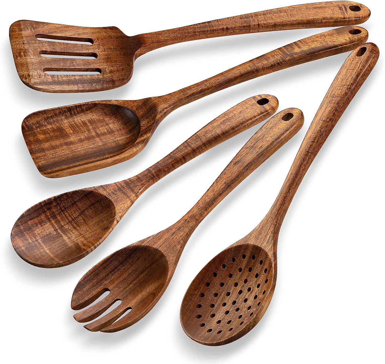 Kitchen Wooden Spoons Utensils, Cooking Utensils, Kitchen Set - Pack of 5 Kitchen Wooden Spoons Utensils, Cooking Utensils, Kitchen Set - Pack of 5